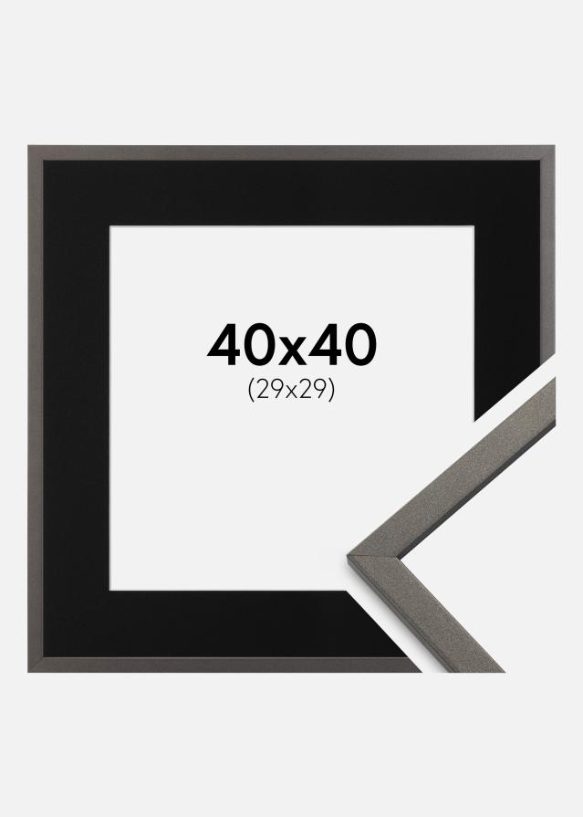 Ramme Edsbyn Grafit 40x40 cm - Passepartout Sort 30x30 cm