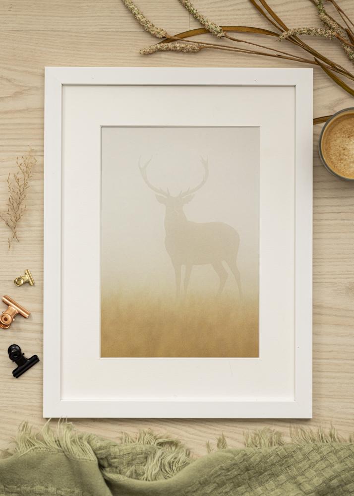 Ramme White Wood 70x100 cm - Passepartout Hvid 59,4x84 cm (A1)