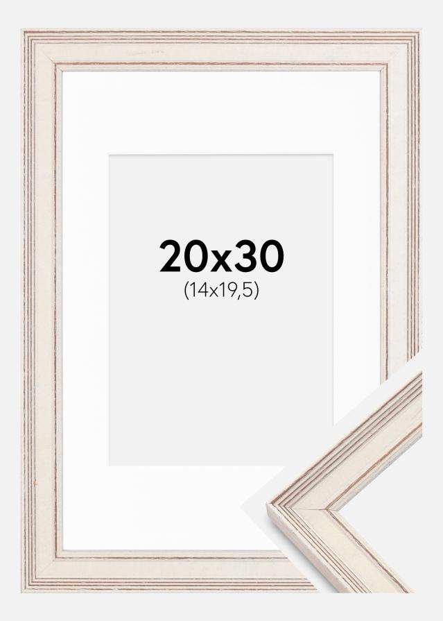 Ramme Shabby Chic Hvid 20X30 cm - Passepartout Hvid 15x21 cm (A5)