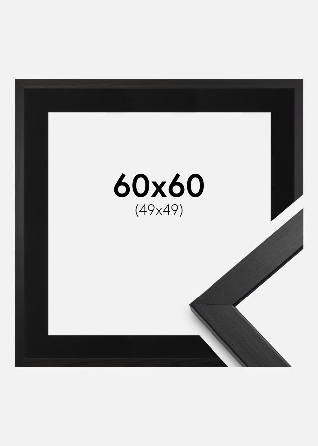 Ramme Stilren Sort 60x60 cm - Passepartout Sort 50x50 cm