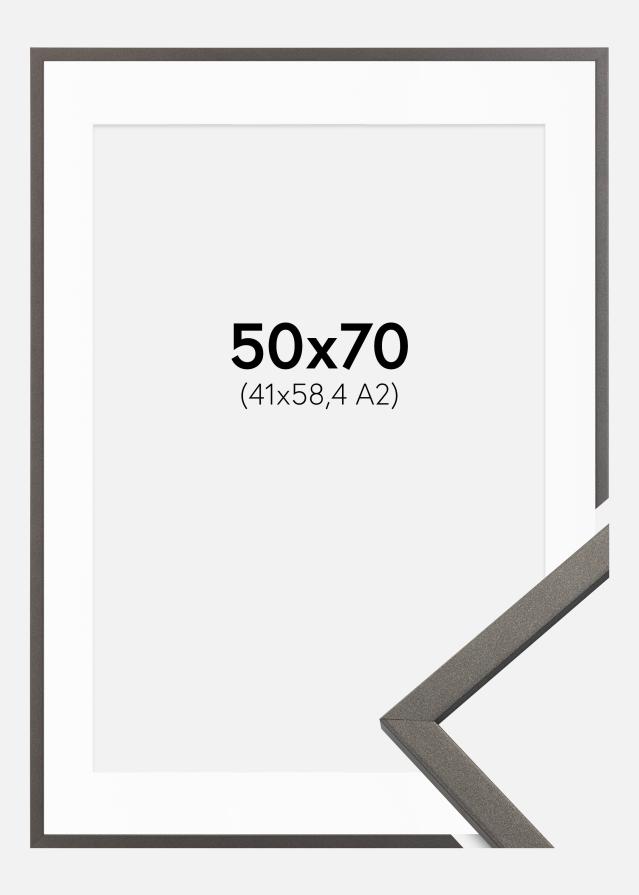 Ramme Edsbyn Grafit 50x70 cm - Passepartout Hvid 42x59,4 cm (A2)