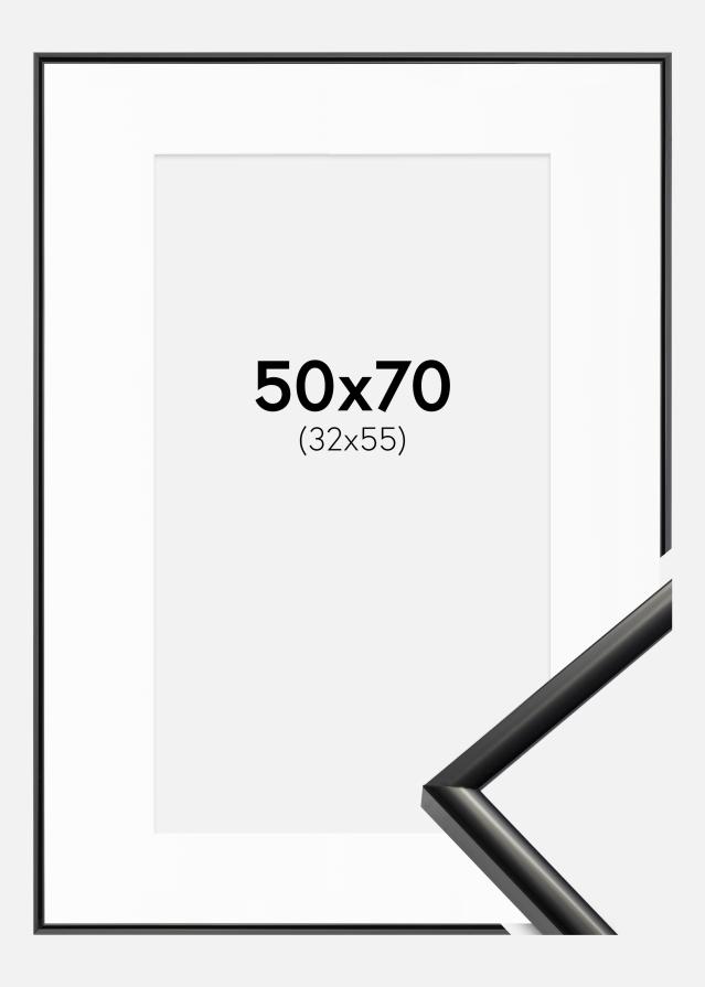 Ramme New Lifestyle Sort 50x70 cm - Passepartout Hvid 33x56 cm