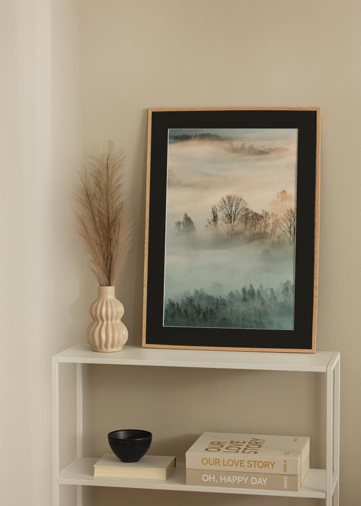 Ramme Tynd Eg 15x15 cm - Passepartout Sort 9x9 cm