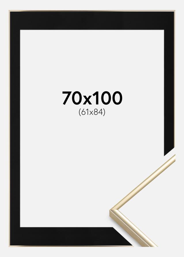 Ramme Visby Blank Guld 70x100 cm - Passepartout Sort 62x85 cm