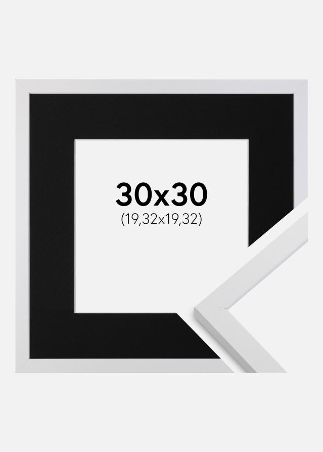 Ramme Trendy Hvid 30x30 cm - Passepartout Sort 8x8 inches