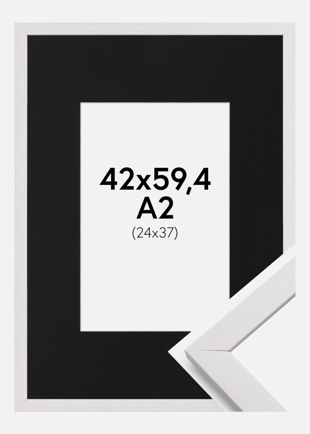 Ramme Stilren Hvid 42x59,4 cm (A2) - Passepartout Sort 25x38 cm