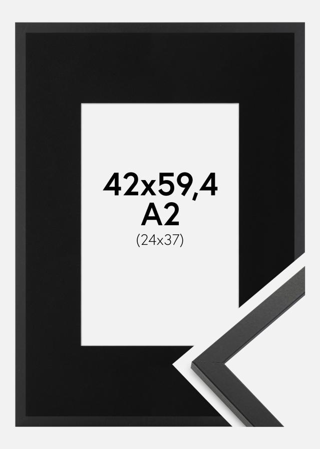 Ramme Trendy Sort 42x59,4 cm (A2) - Passepartout Sort 25x38 cm