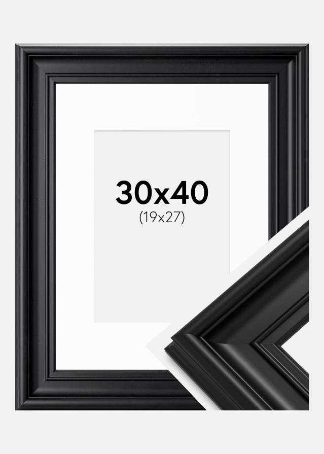 Ramme Mora Premium Sort 30x40 cm - Passepartout Hvid 20x28 cm