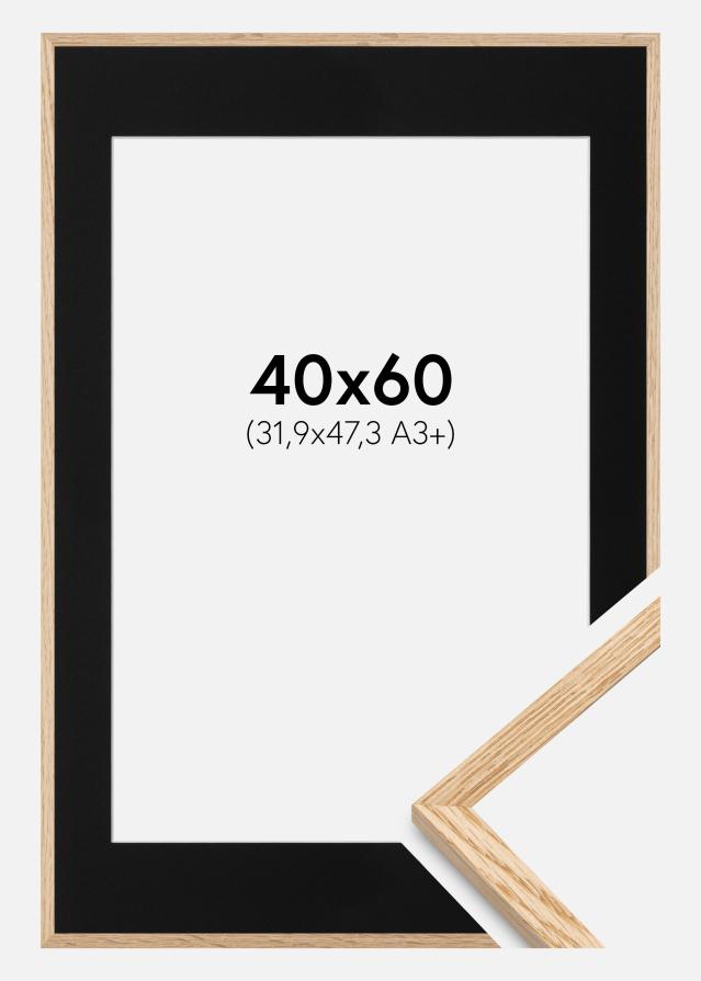 Ramme Tynd Eg 40x60 cm - Passepartout Sort 32,9x48,3 cm (A3+)