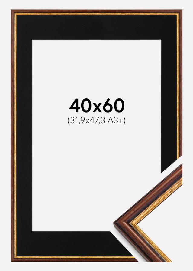 Ramme Horndal Brun 40x60 cm - Passepartout Sort 32,9x48,3 cm (A3+)