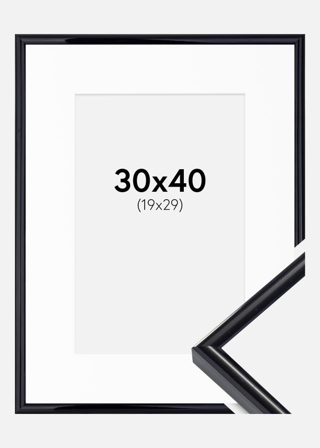 Ramme Victoria Sort 30x40 cm - Passepartout Hvid 20x30 cm
