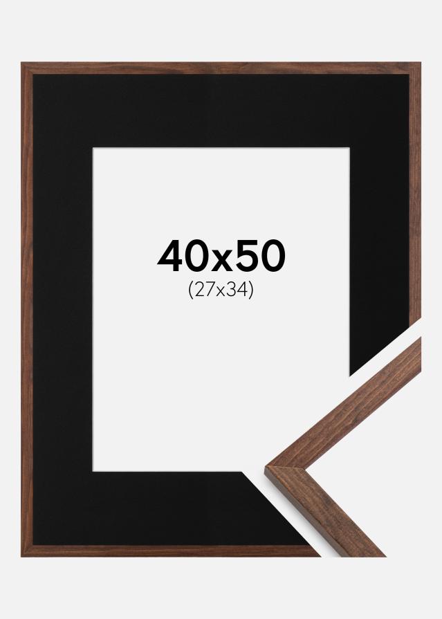 Ramme Galant Valnød 40x50 cm - Passepartout Sort 28x35 cm