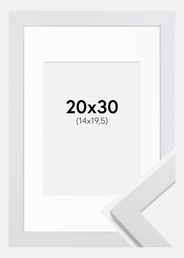 Ramme White Wood 20x30 cm - Passepartout Hvid 15x21 cm (A5)