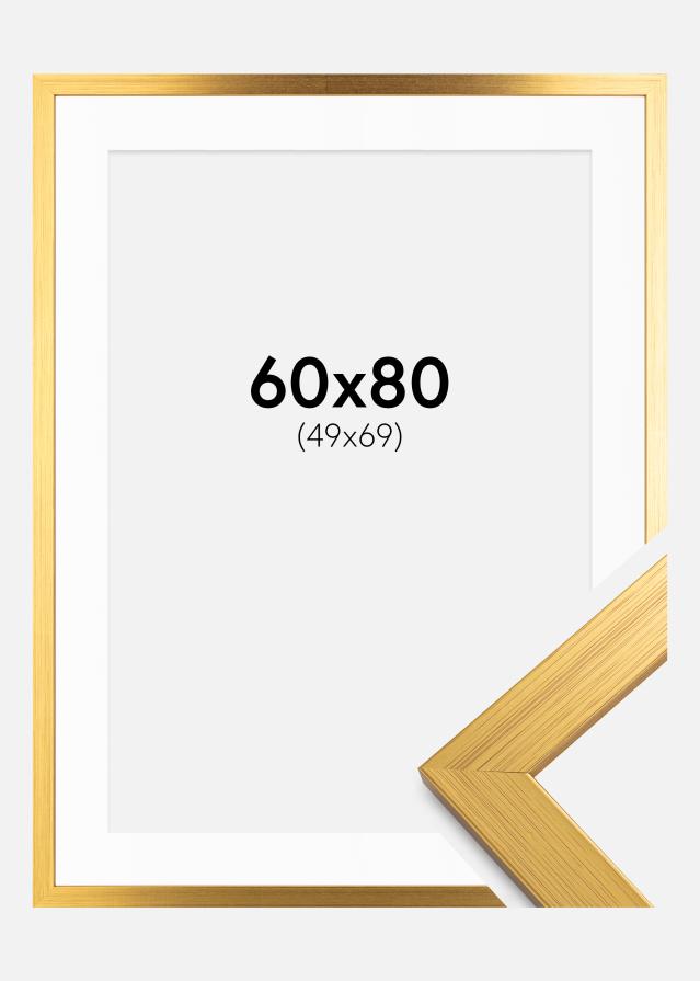 Ramme Gold Wood 60x80 cm - Passepartout Hvid 50x70 cm