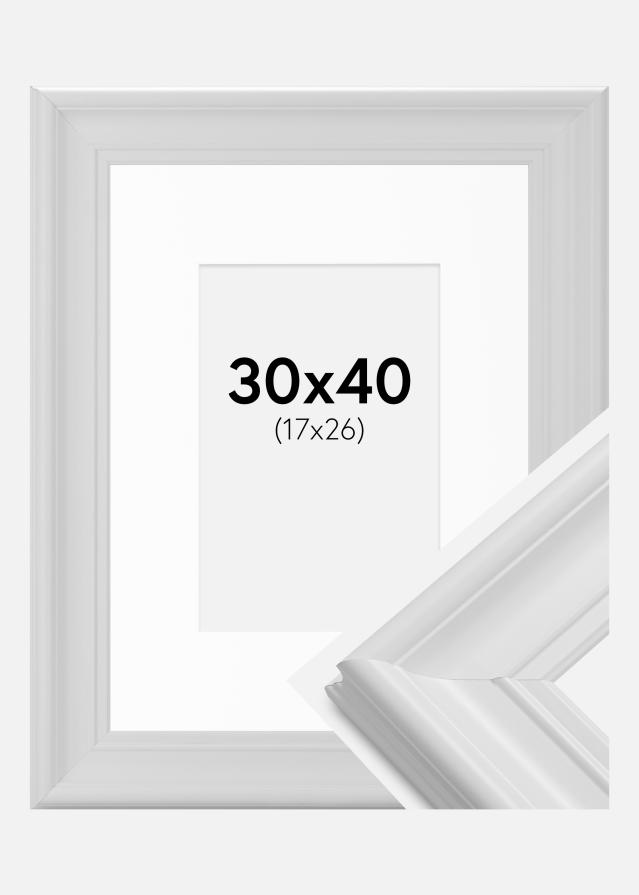 Ramme Mora Premium Hvid 30x40 cm - Passepartout Hvid 18x27 cm