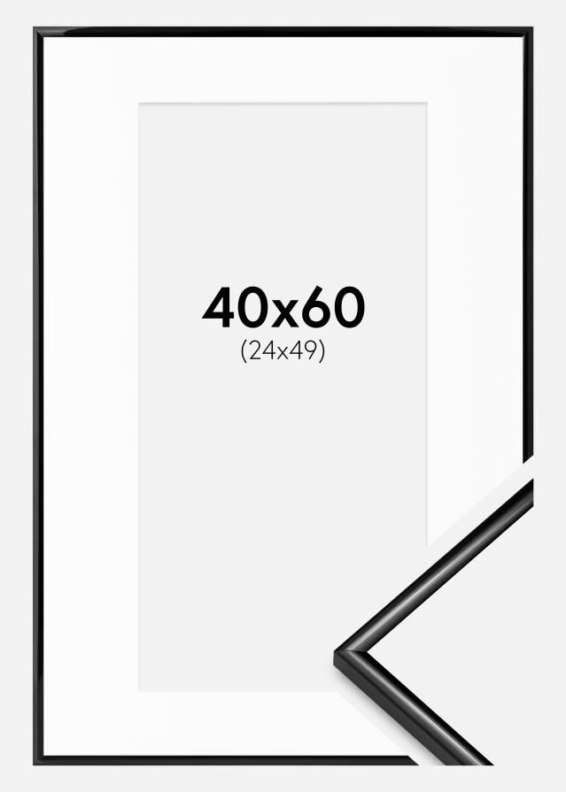 Ramme Scandi Sort 40x60 cm - Passepartout Hvid 25x50 cm