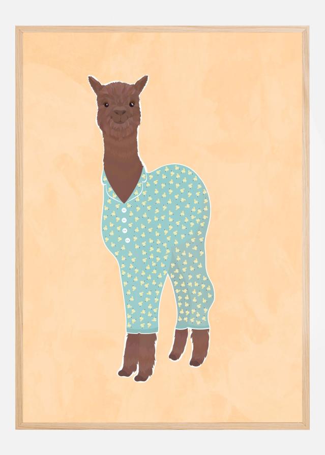 Llama In Pjs Banana Orange Plakat