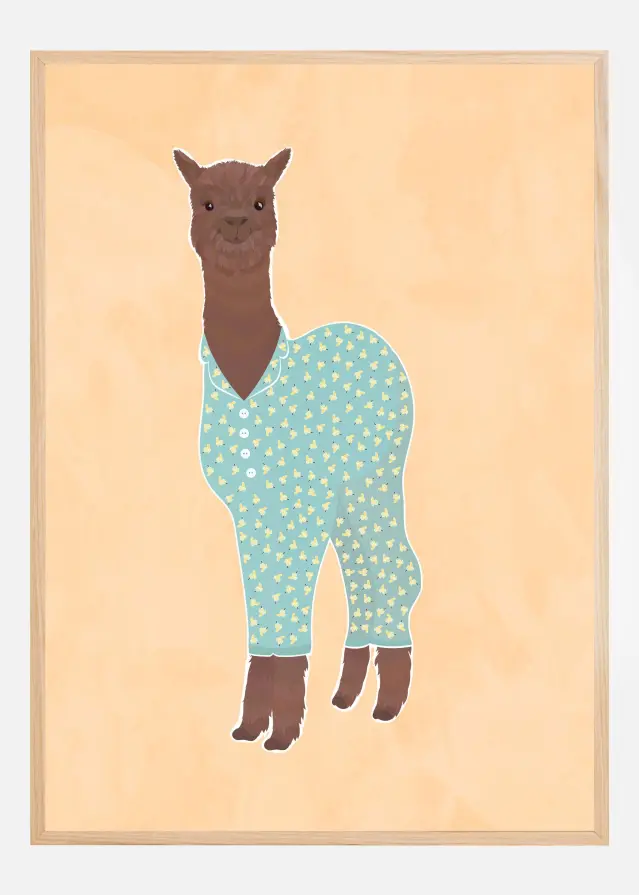 Llama In Pjs Banana Orange Plakat