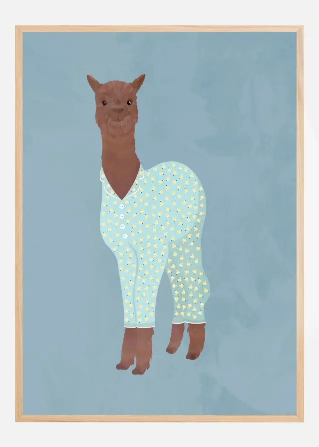 Llama In Pjs Banana blue Plakat