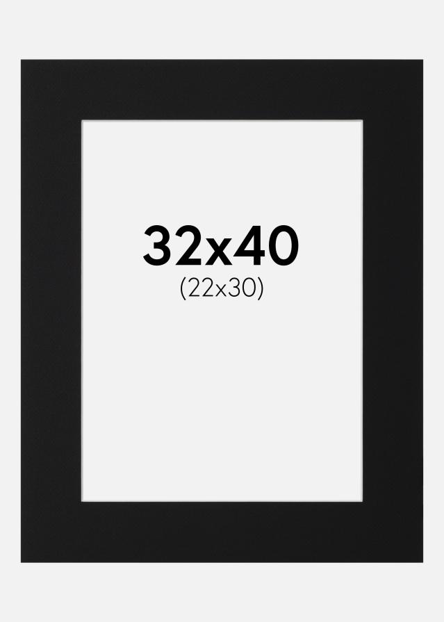 Passepartout Sort Standard (Hvid kerne) 32x40 cm (22x30)