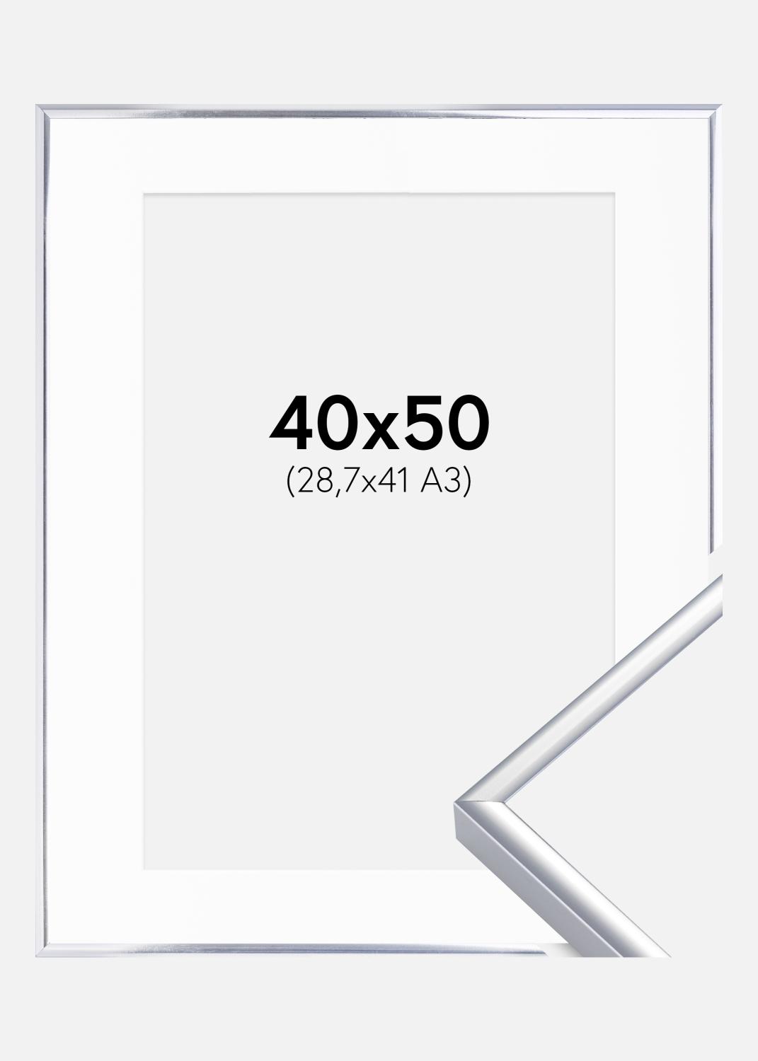 Product Image for Ramme Aluminium Blank Sølv 40x50 cm - Passepartout Hvid 29,7x42 cm (A3)