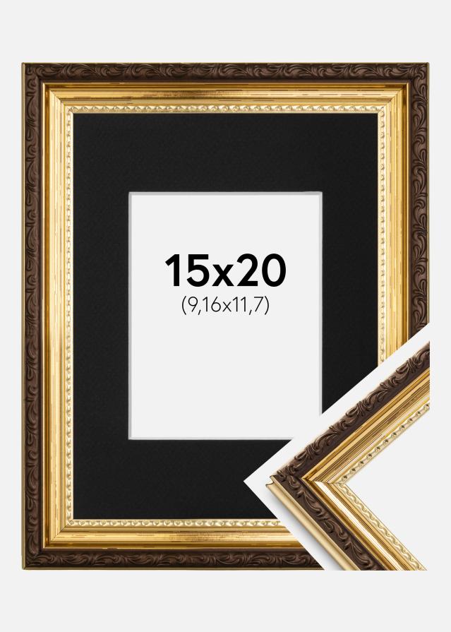 Ramme Abisko Guld 15x20 cm - Passepartout Sort 4x5 inches (10,16x12,7 cm)