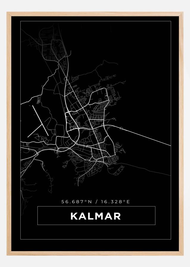 Kort - Kalmar - Sort Plakat
