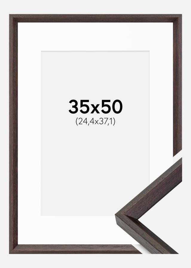 Ramme Globe Espresso 35x50 cm - Passepartout Hvid 10x15 inches