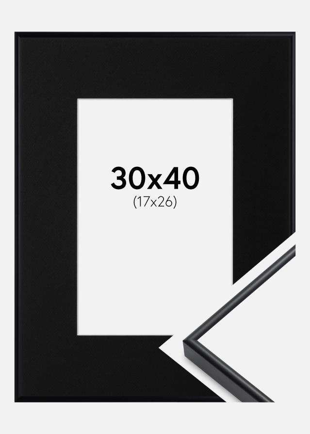 Ramme Visby Hvid 30x40 cm - Passepartout Sort 18x27 cm