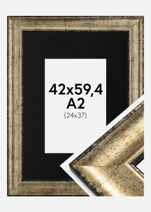 Ramme Saltsjöbaden Antikguld 42x59,4 cm (A2) - Passepartout Sort 25x38 cm