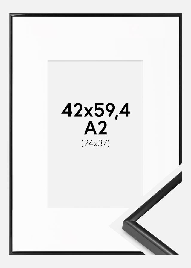 Ramme BGA Modern Style Sort 42x59,4 cm (A2) - Passepartout Hvid 25x38 cm