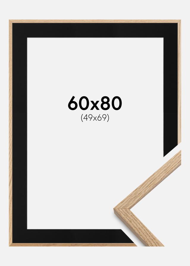 Ramme Oslo Eg 60x80 cm - Passepartout Sort 50x70 cm