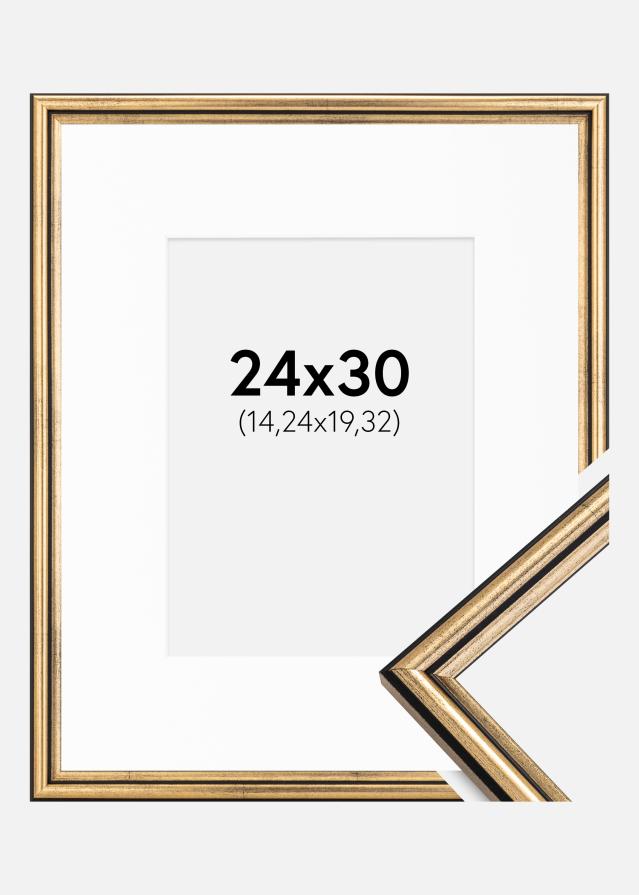 Ramme Horndal Guld 24x30 cm - Passepartout Hvid 6x8 inches