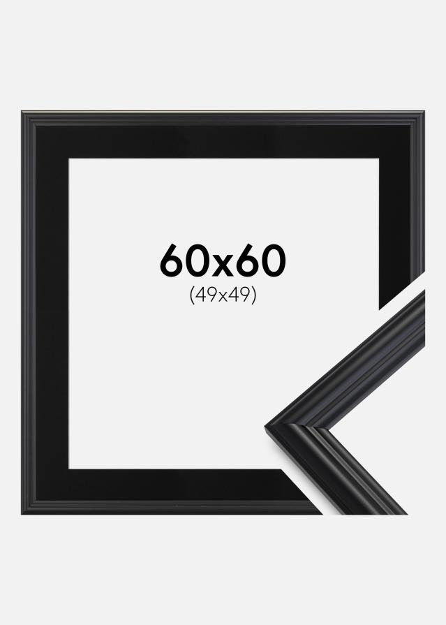 Ramme Siljan Sort 60x60 cm - Passepartout Sort 50x50 cm