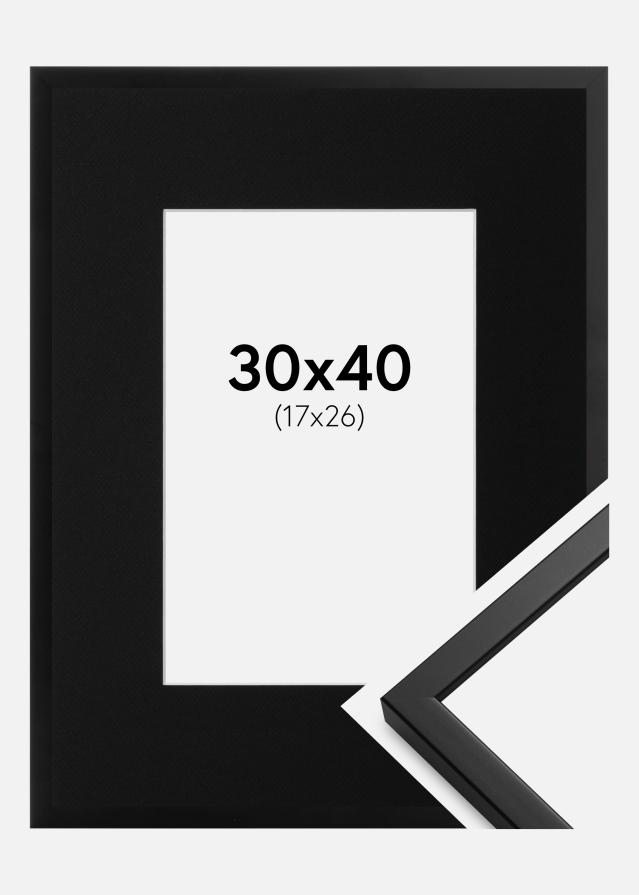 Ramme Oslo Sort 30x40 cm - Passepartout Sort 18x27 cm