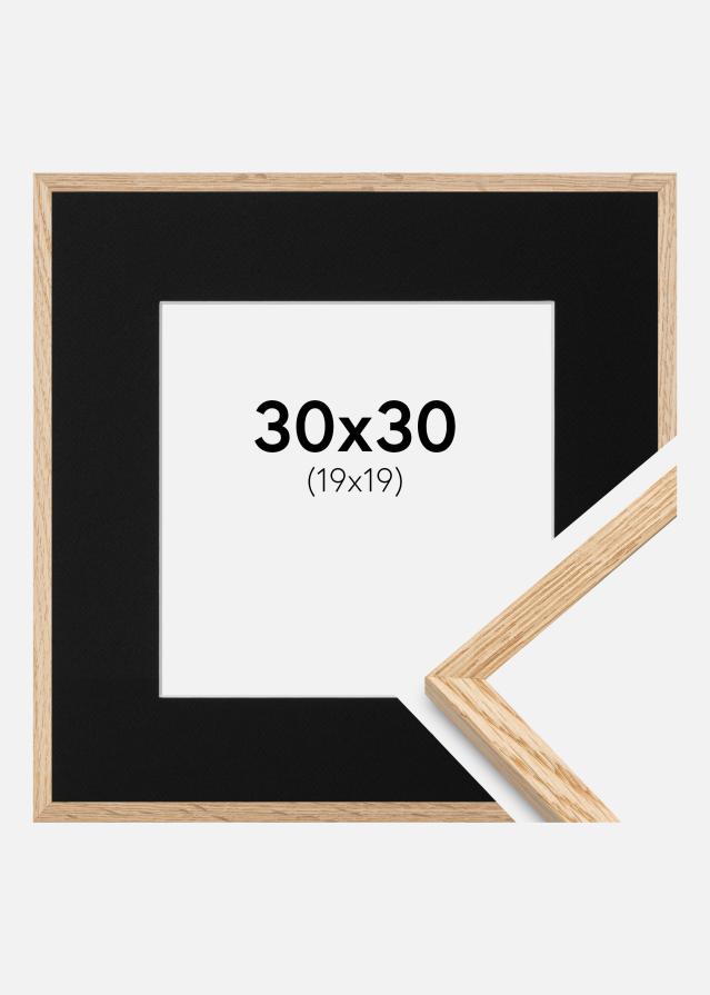Ramme Tynd Eg 30x30 cm - Passepartout Sort 20x20 cm