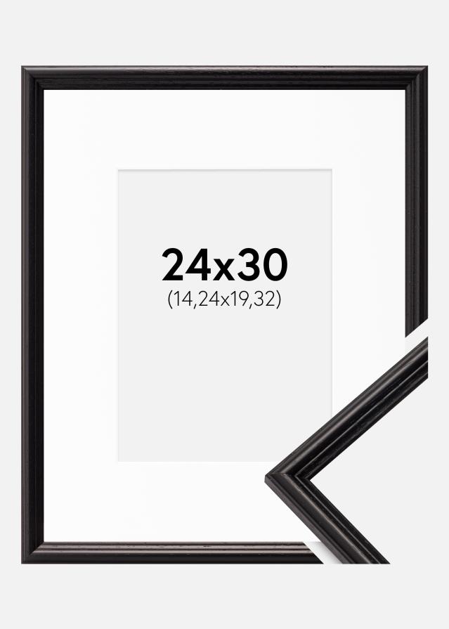 Ramme Horndal Sort 24x30 cm - Passepartout Hvid 6x8 inches