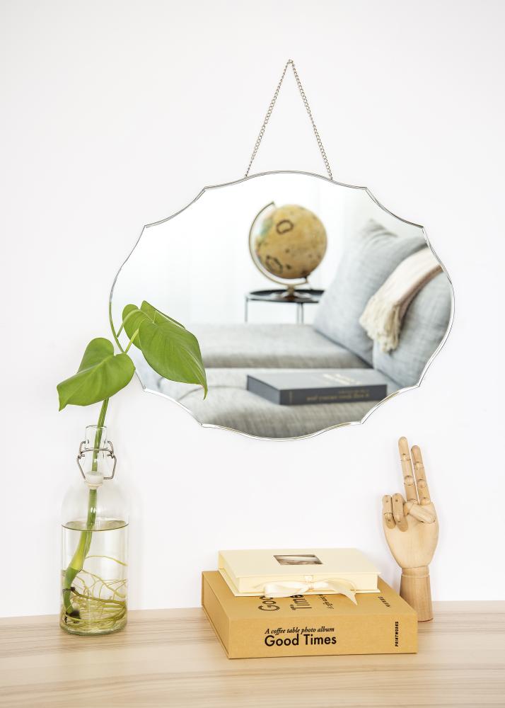 Spejl Oval Vintage Bevelled Edge with Chain Hanger 39x50 cm