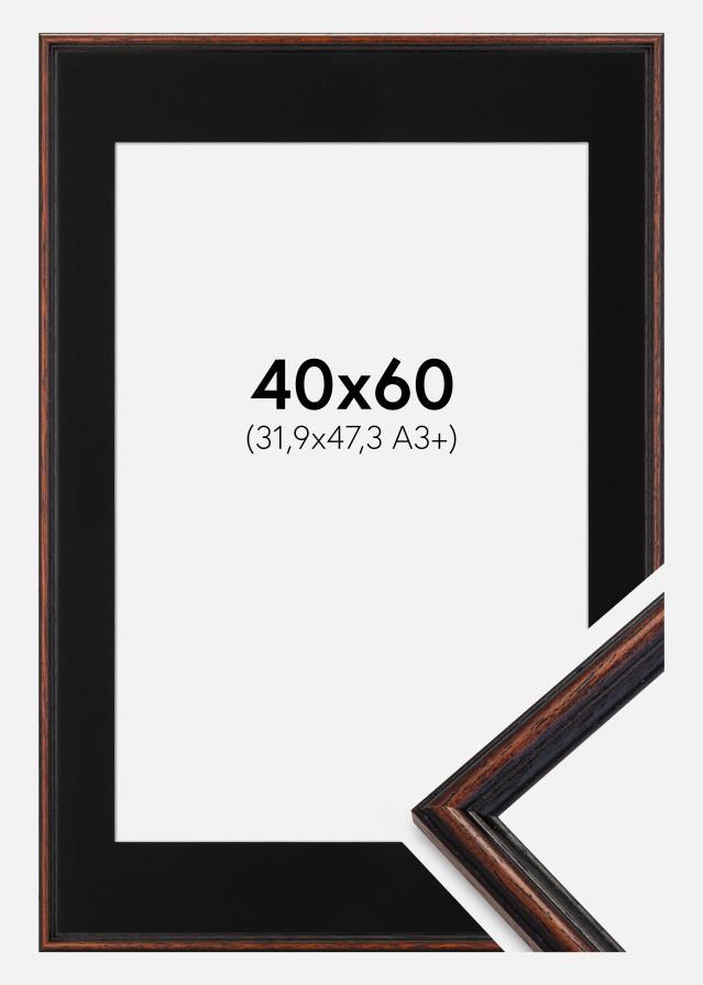 Ramme Horndal Valnød 40x60 cm - Passepartout Sort 32,9x48,3 cm (A3+)