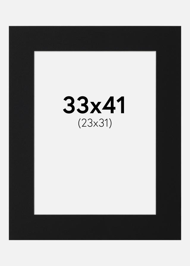 Passepartout Sort Standard (Hvid kerne) 33x41 cm (23x31)