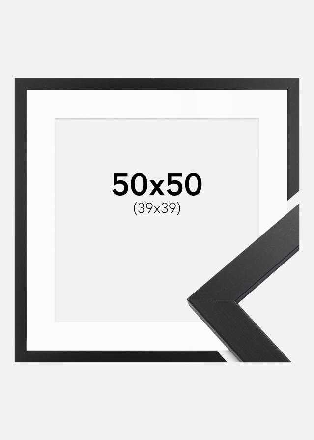 Ramme Black Wood 50x50 cm - Passepartout Hvid 40x40 cm