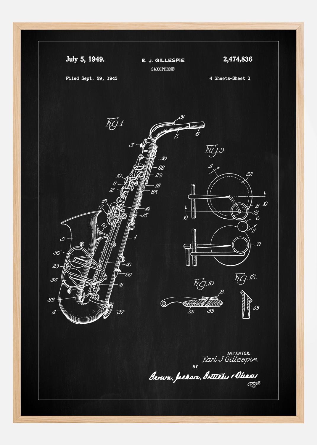 Product Image for Patent Print - Saxophone - Black Plakat (70x100 cm)