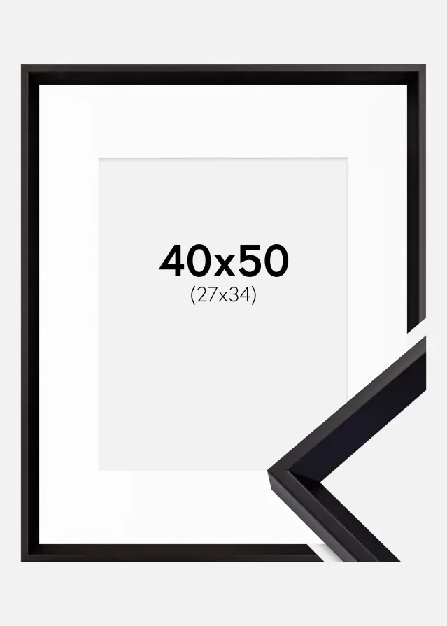 Ramme Globe Sort 40x50 cm - Passepartout Hvid 28x35 cm