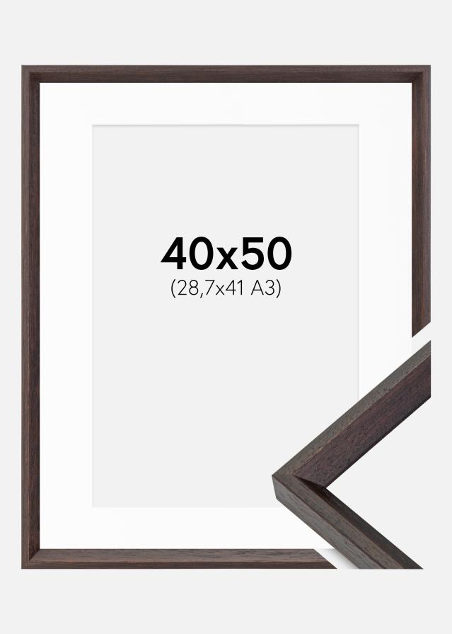Ramme Globe Espresso 40x50 cm - Passepartout Hvid 29,7x42 cm (A3)