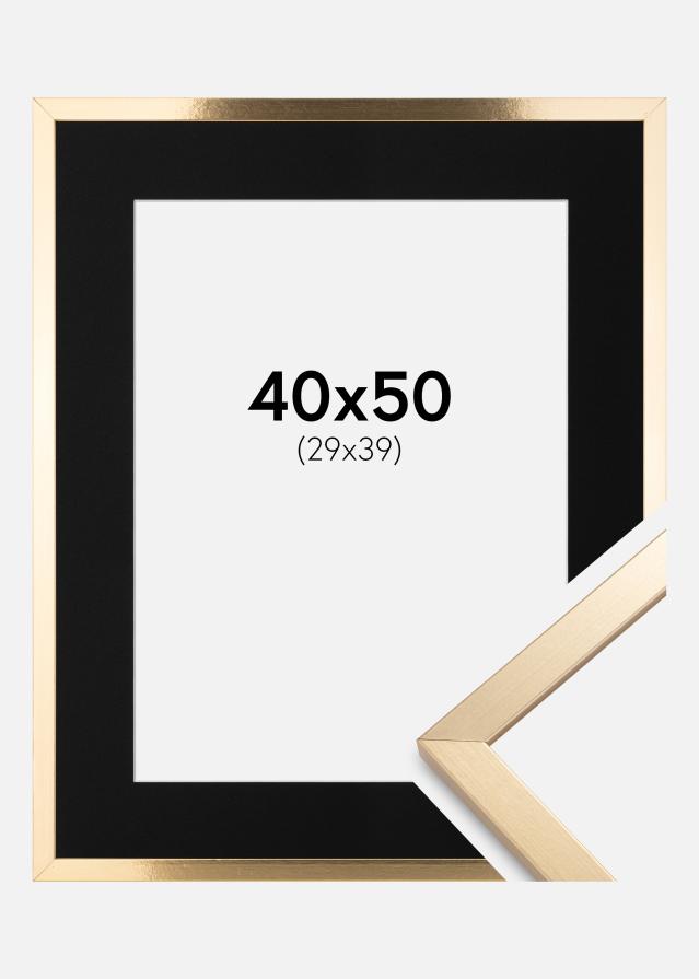 Ramme Trendy Guld 40x50 cm - Passepartout Sort 30x40 cm