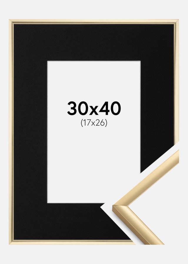 Ramme New Lifestyle Guld 30x40 cm - Passepartout Sort 18x27 cm