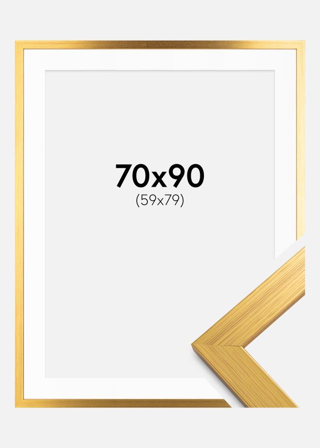 Ramme Gold Wood 70x90 cm - Passepartout Hvid 60x80 cm