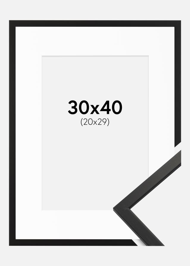 Ramme Edsbyn Sort 30x40 cm - Passepartout Hvid 21x30 cm