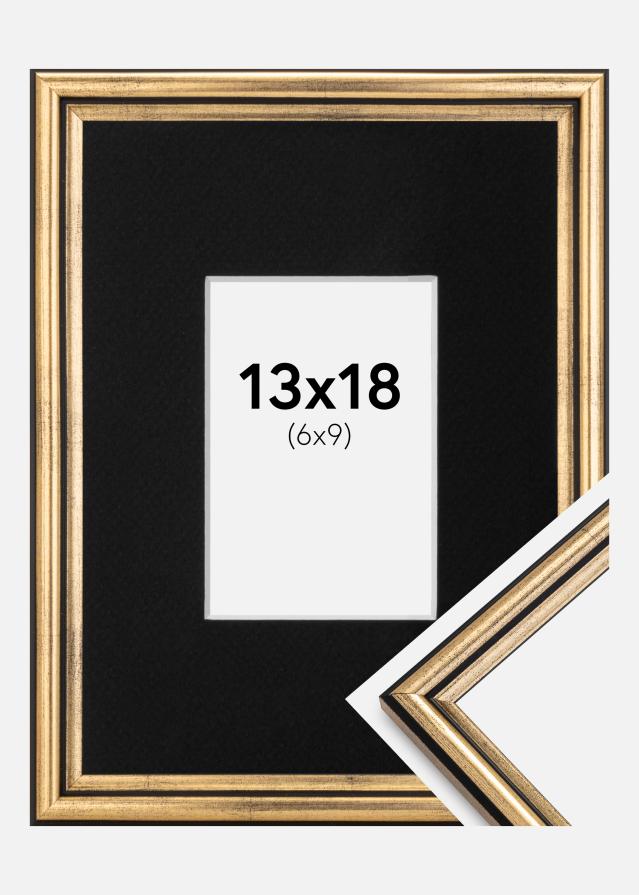 Ramme Horndal Guld 13x18 cm - Passepartout Sort 7x10 cm