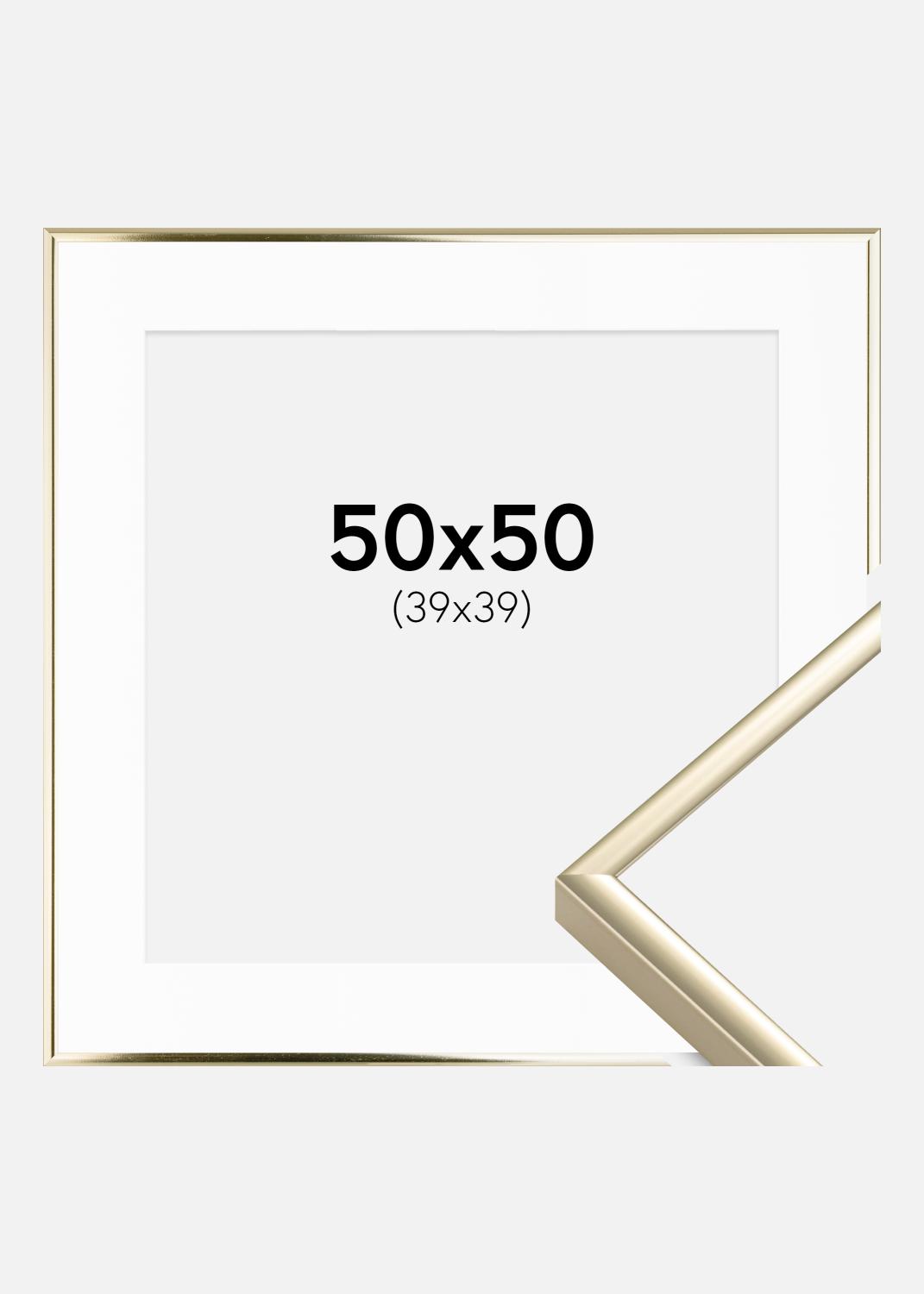 Product Image for Ramme Aluminium Blank Guld 50x50 cm - Passepartout Hvid 40x40 cm